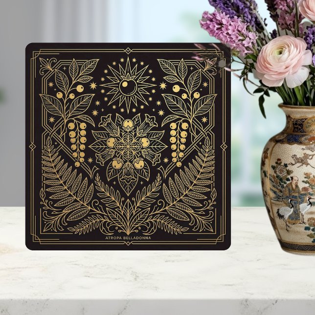 Art Nouveau Gold Botanical Celestial Illustration  Ceramic Tile (Creator Uploaded)