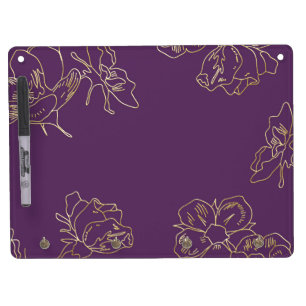 Art Nouveau Gold Flowers Dry Erase Board With Keychain Holder