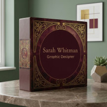 Art Nouveau Gold Frame Burgundy Leather Minimalist