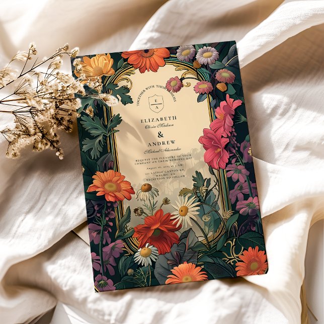 Art Nouveau Gold Frame Wedding Invitation (Creator Uploaded)