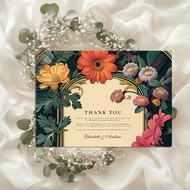 Art Nouveau Gold Frame Wedding Thank You Card (Creator Uploaded)