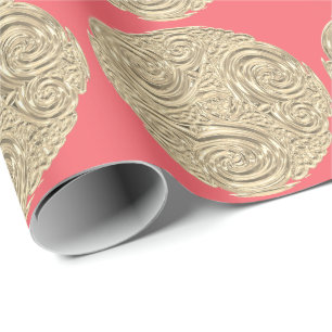 Art nouveau gold peach metallic look abstract wrapping paper