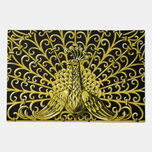 Art Nouveau Gold Peacock Doormat