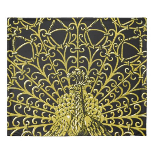 Art Nouveau Gold Peacock Duvet Cover