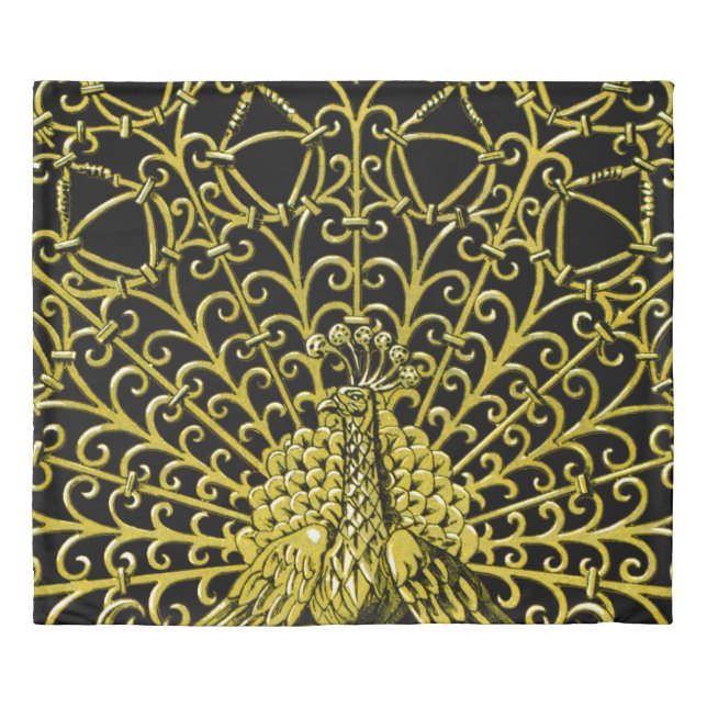 Art Nouveau Gold Peacock Duvet Cover (Front)