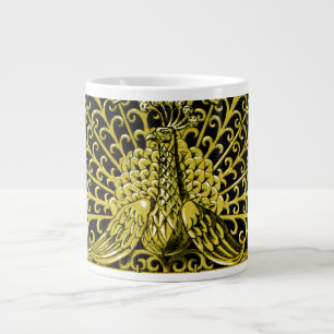 Art Nouveau Gold Peacock Giant Coffee Mug