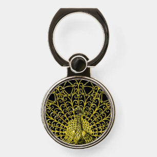 Art Nouveau Gold Peacock Phone Ring Stand