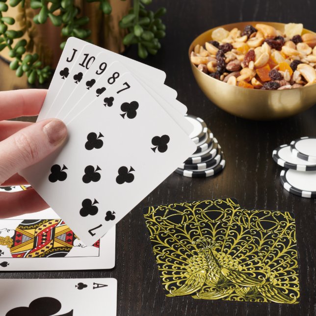 Art Nouveau Gold Peacock Poker Cards (In Situ)