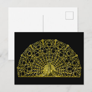 Art Nouveau Gold Peacock Postcard