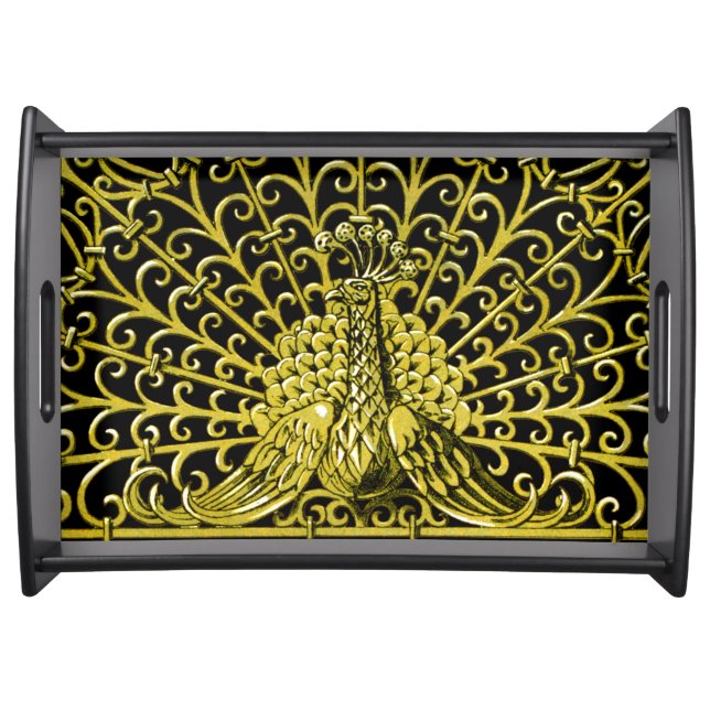 Art Nouveau Gold Peacock Serving Tray (Front)