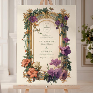 Art Nouveau Golden Arch Floral Wedding Foam Board