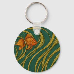 Art Nouveau Goldfish Keychain
