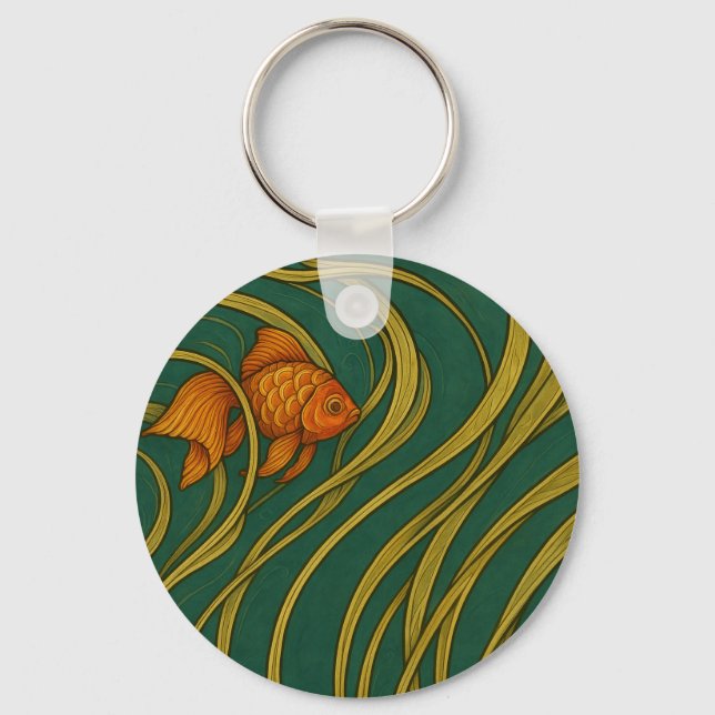 Art Nouveau Goldfish  Keychain (Front)