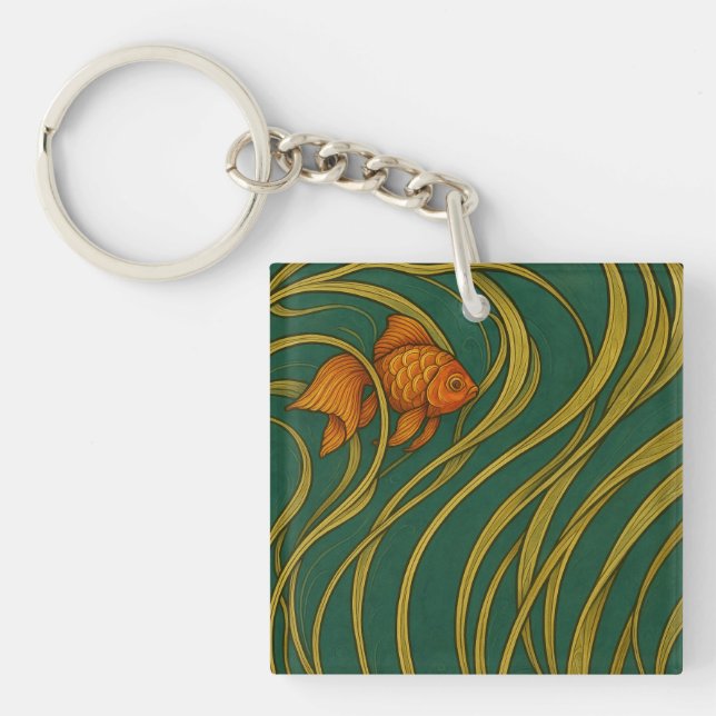 Art Nouveau Goldfish  Keychain (Front)