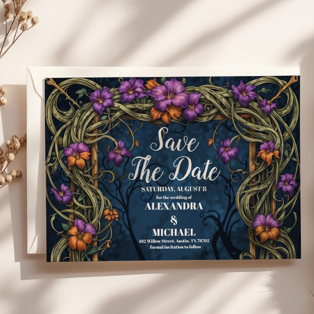 Art Nouveau Gothic Halloween Wedding Save The Date (Creator Uploaded)