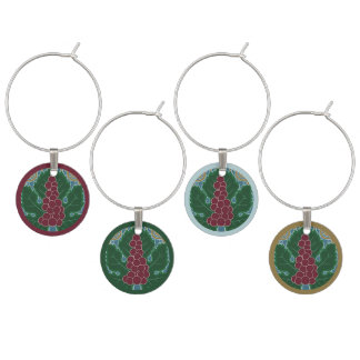 Art Nouveau Grape Design Wine Charm Set