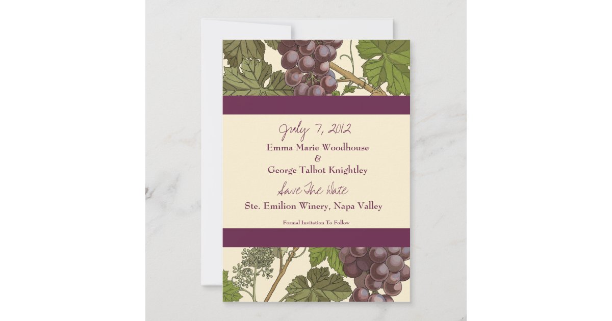 Art Nouveau Grape Vine Invitation Card Zazzle