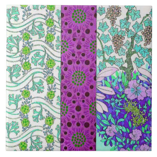 Art nouveau Grapevine floral vintage Ceramic Tile (Front)