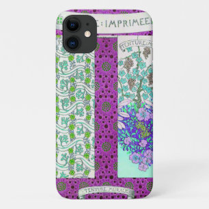 Art nouveau Grapevine floral vintage purple teal iPhone 11 Case