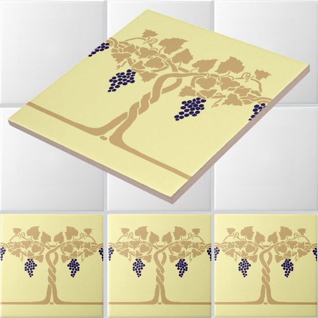 Art Nouveau Grapevines Stencil Frieze Pattern Ceramic Tile (Creator Uploaded)