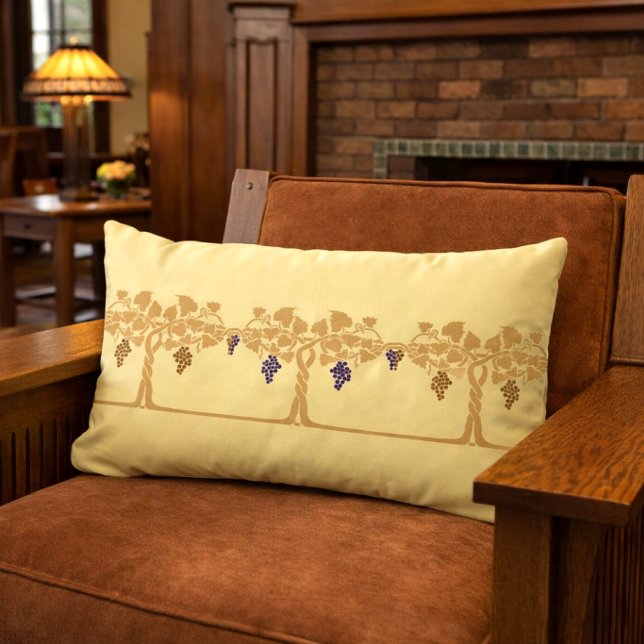 Art Nouveau Grapevines Stencil Frieze Pattern Lumbar Pillow (Creator Uploaded)
