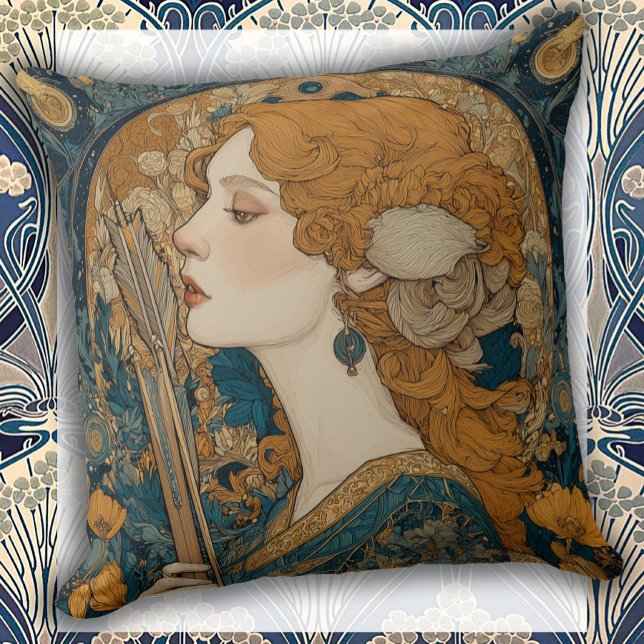 Art Nouveau Greek Goddess Throw Pillow (Creator Uploaded)