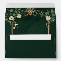 Art Nouveau green and Gold Floral Royal Wedding