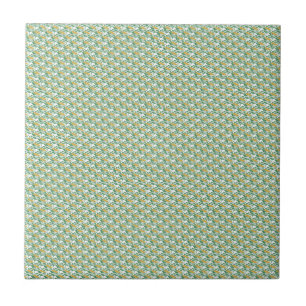 Art Nouveau Green Buttercup floral wallpaper Ceramic Tile