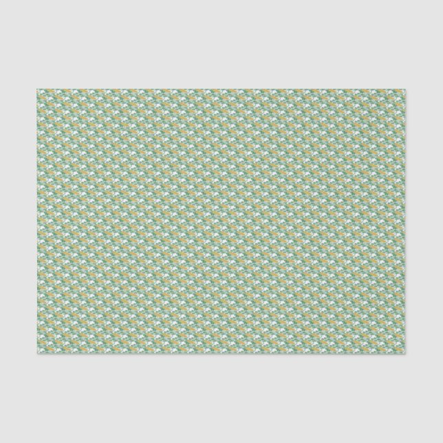 Art Nouveau Green Buttercup floral wallpaper Tissue Paper (Front)