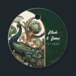 Art Nouveau Green Emerald Vintage Peacock Wedding Favor Tags<br><div class="desc">customize with or without text</div>