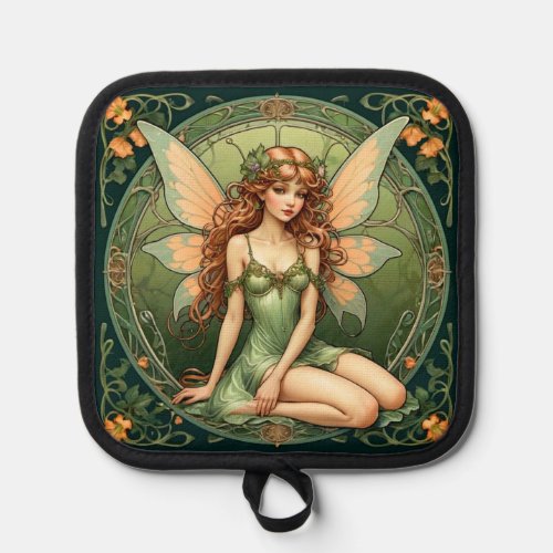 Art Nouveau Green Fairy Pot Holder