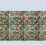 Art Nouveau Green Floral Motif Ceramic Tile<br><div class="desc">Pretty with a vintage look,  these decorative ceramic tiles feature a mint green and amber floral motif in Art Nouveau style.</div>