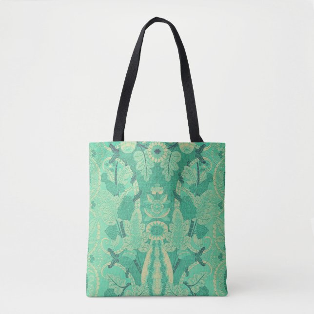 Art Nouveau Green Plant Tote Bag (Front)