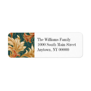 Art Nouveau Green Return Address Label