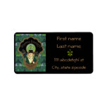 Art nouveau green turban lady address label