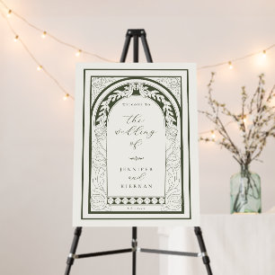 Art Nouveau Greenery Arch Wedding Welcome Foam Board