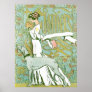 Art Nouveau Greyhound and Lady with Flower Poster