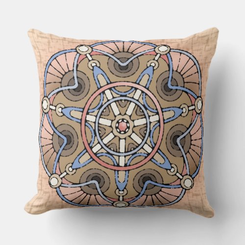 Art Nouveau Haeckel Inspired Sealife Mandala Throw Pillow