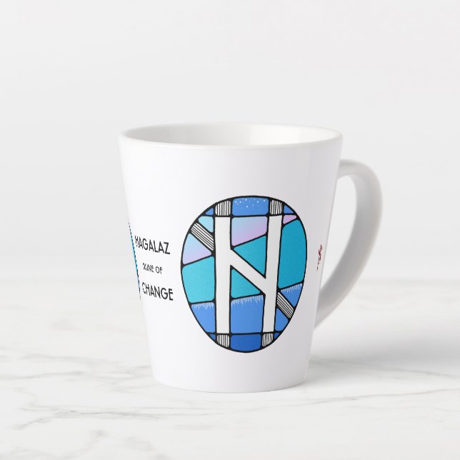 Art Nouveau Hagalaz Rune of CHANGE! Latte Mug (Right Angle)