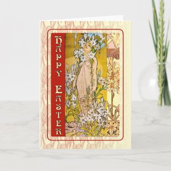 Art Nouveau Happy Easter Holiday Card by peaklander at Zazzle