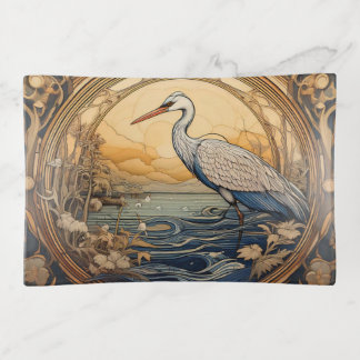 Art Nouveau Heron Trinket Tray