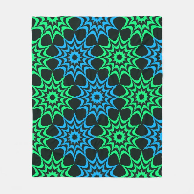 Art Nouveau Hex Star Pattern  Fleece Blanket (Front)