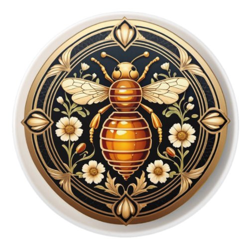 Art Nouveau Honey Bee Ceramic Knob