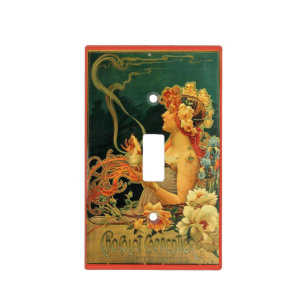 Art nouveau hot chocolate floral advertisement light switch cover