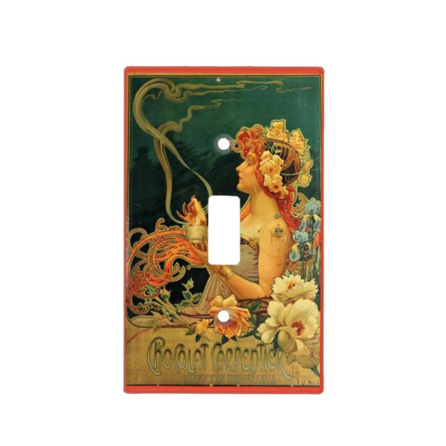 Art nouveau hot chocolate floral advertisement  light switch cover (Front)