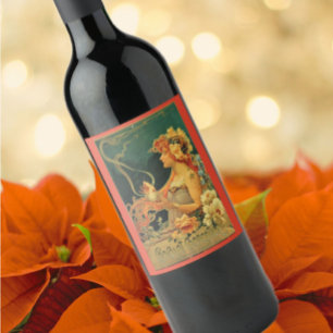 Art nouveau hot chocolate floral advertisement wine label