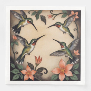 Art Nouveau hummingbird Paper Dinner Napkins