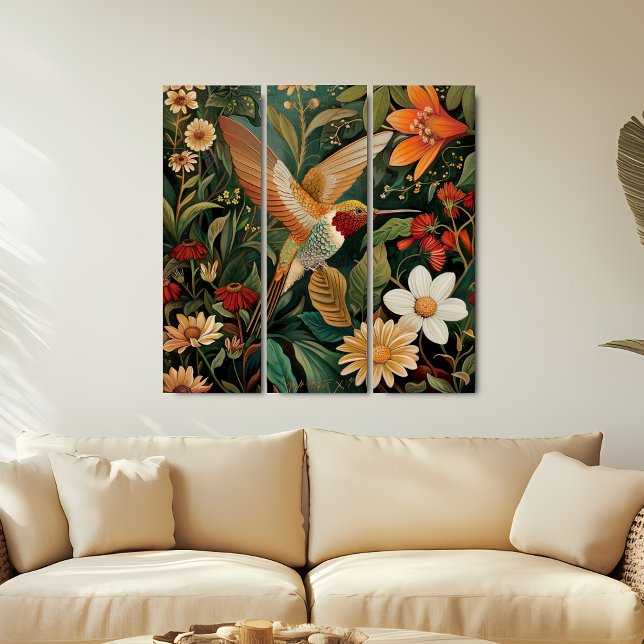 Art Nouveau Hummingbird Triptych Wall Art (Creator Uploaded)