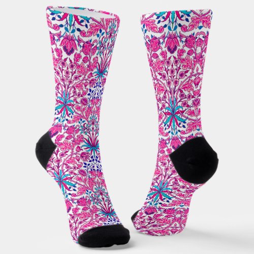 Art Nouveau Hyacinth Print Fuchsia Pink Socks