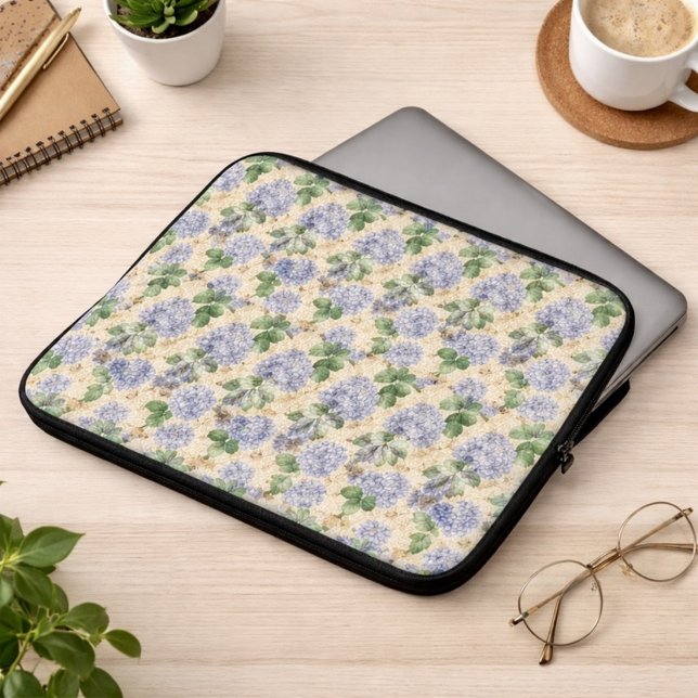 Art Nouveau Hydrangea Pattern with Dragonflies Laptop Sleeve (Creator Uploaded)
